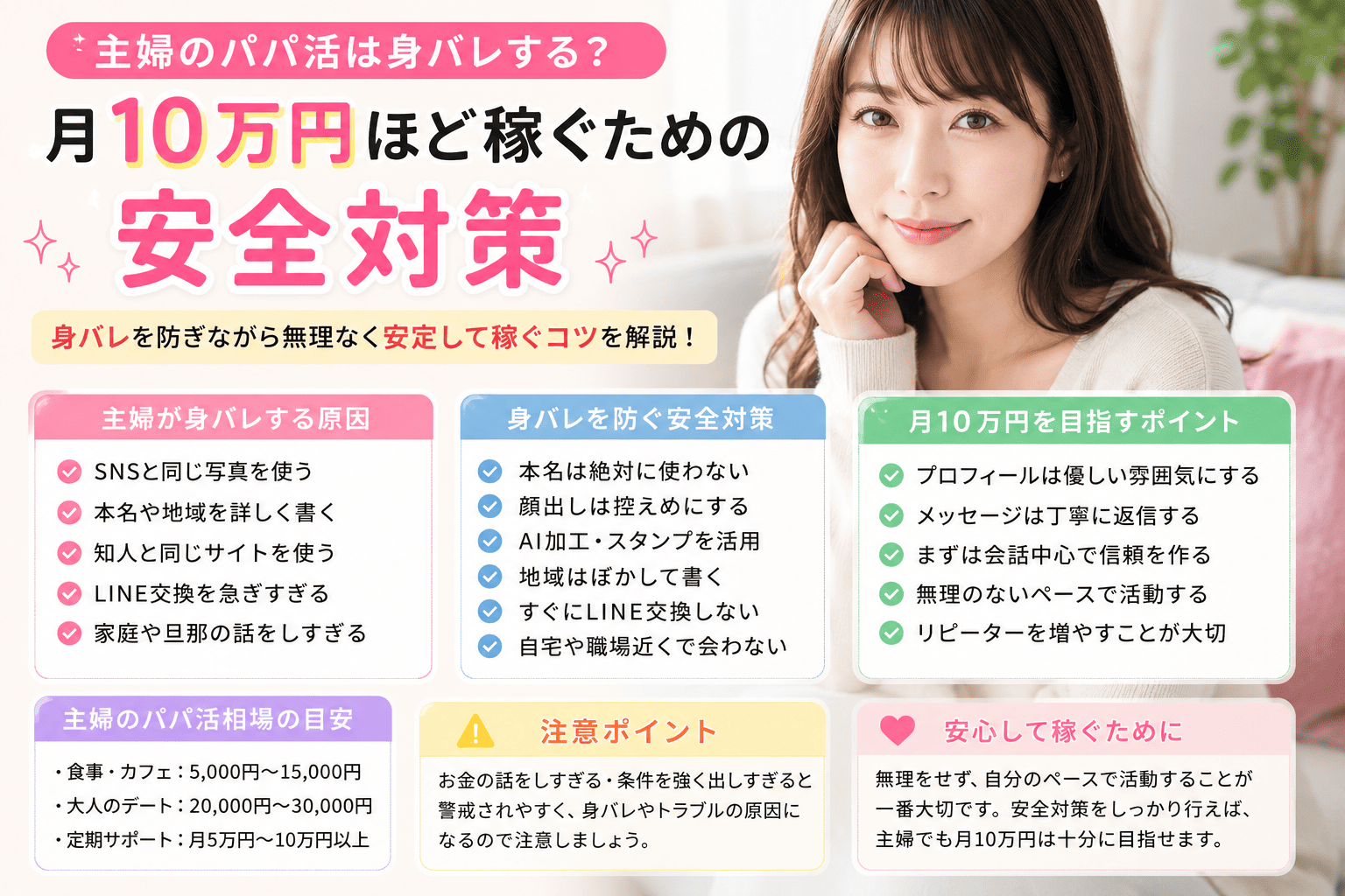 主婦のパパ活は身バレする？月10万円ほど稼ぐための安全対策